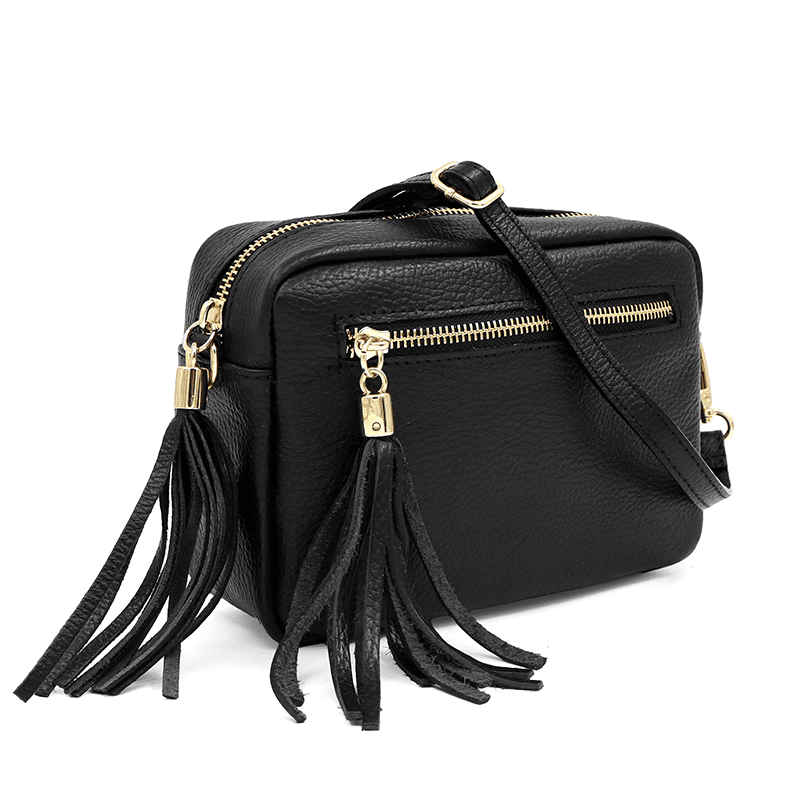 Természetes bőr válltáska - Flavia - fekete