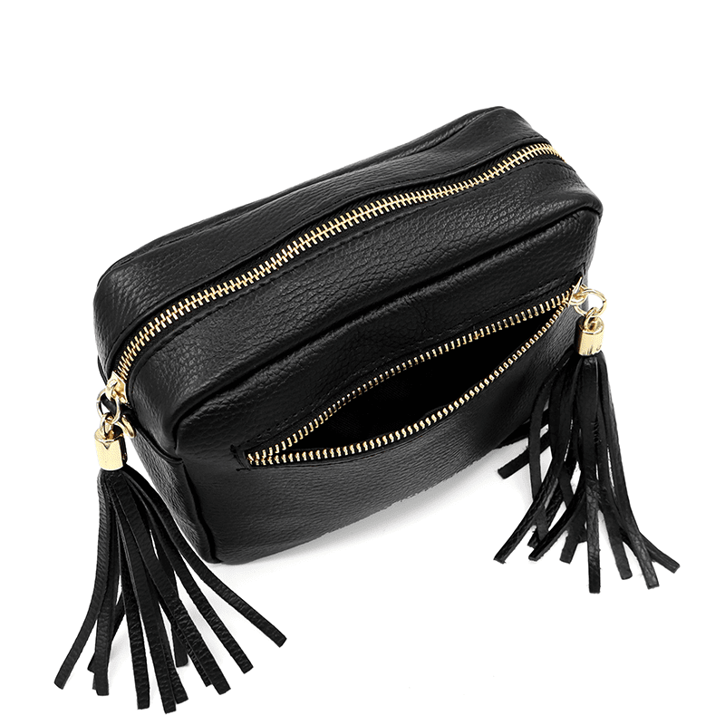 Természetes bőr válltáska - Flavia - fekete