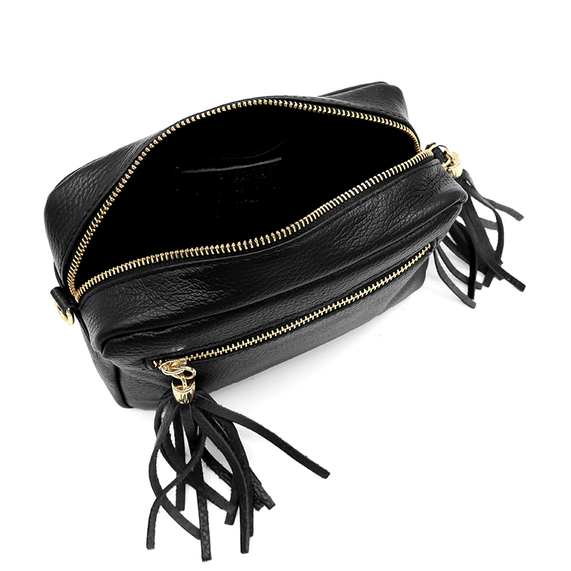 Természetes bőr válltáska - Flavia - fekete