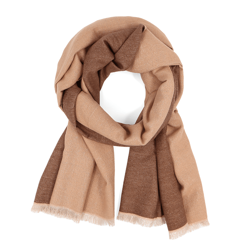 Двулицев шал - светло кафяв/тъмно кафяв