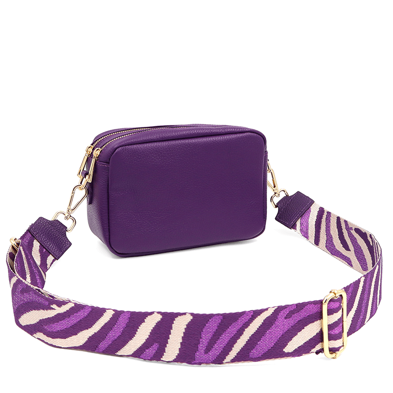 Természetes bőr válltáska 2 fogantyúval - lila