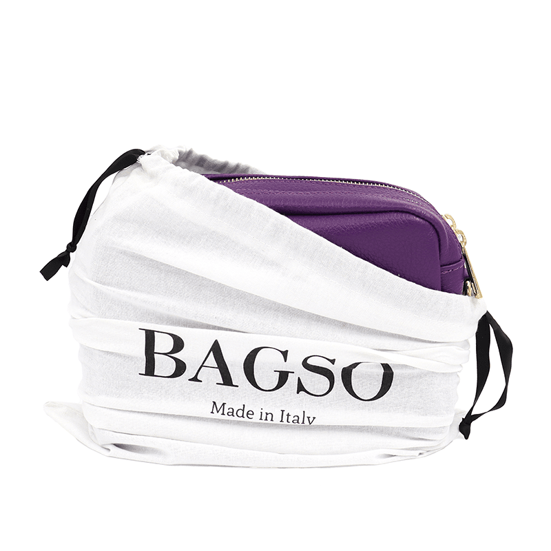 Természetes bőr válltáska 2 fogantyúval - lila