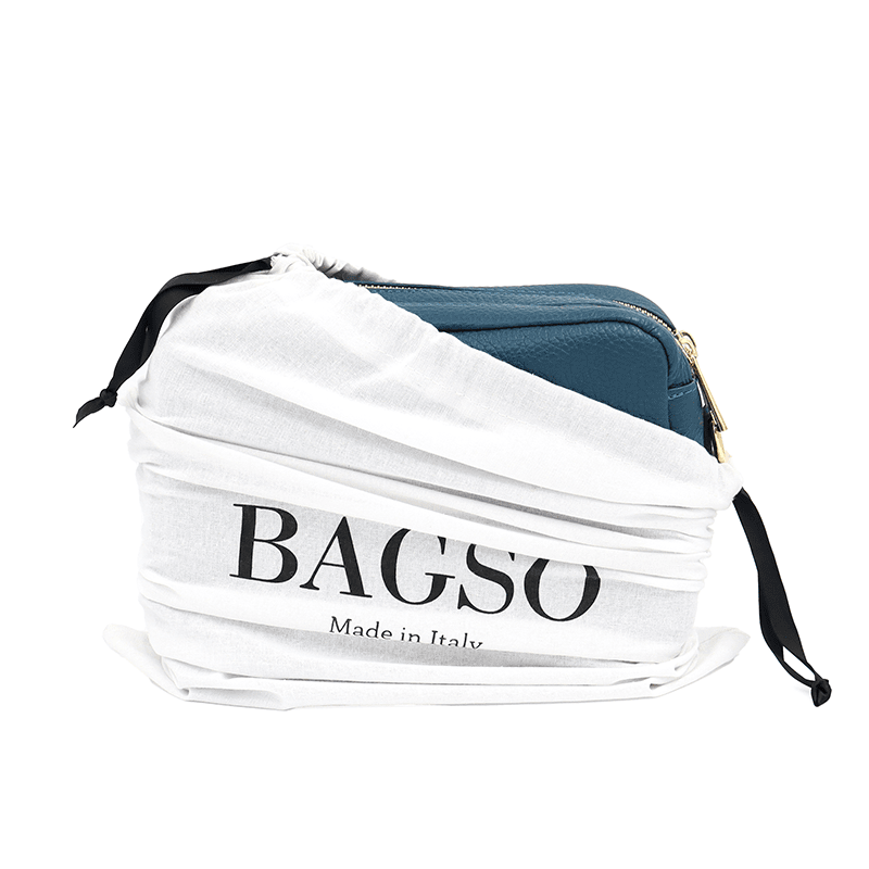 Természetes bőr válltáska 2 fogantyúval - kék