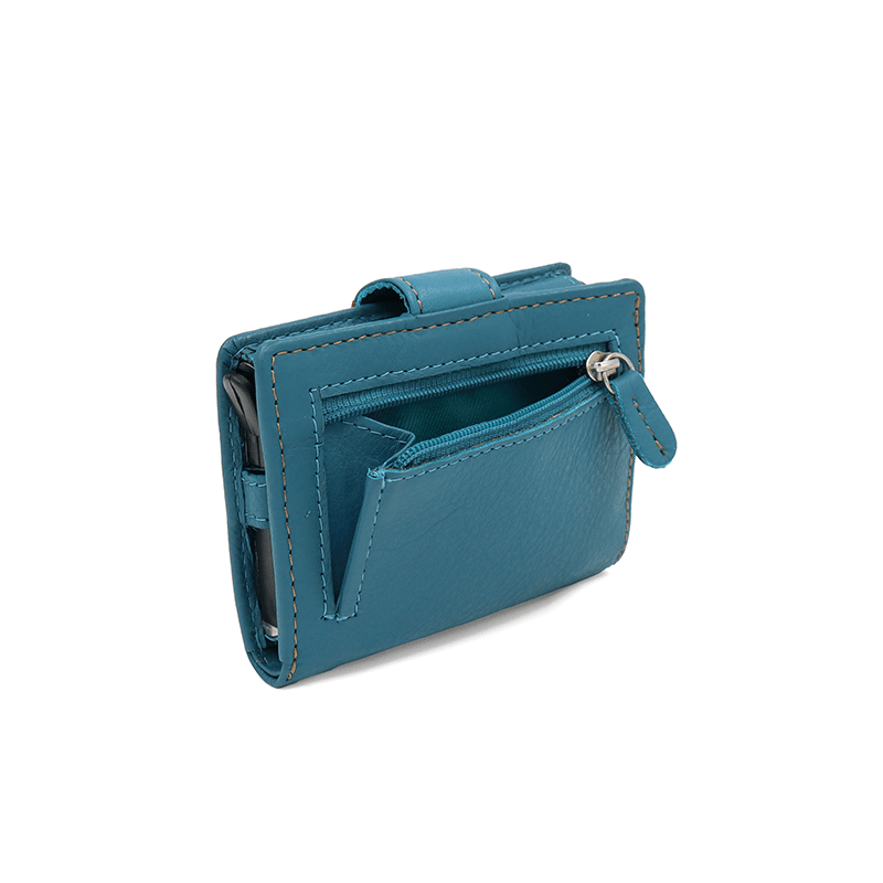 Unisex bőr pénztárca lopásgátló rendszerrel - kék