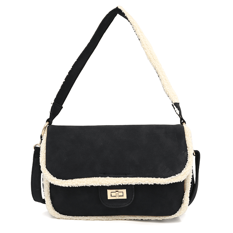 Válltáska 2 fogantyúval és plüss Mina - fekete