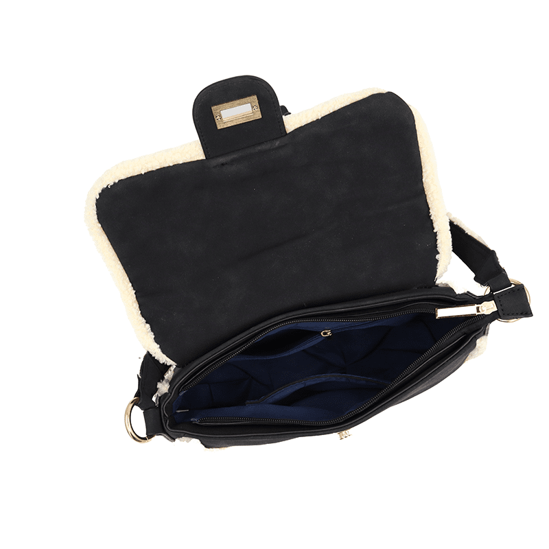 Válltáska 2 fogantyúval és plüss Mina - fekete