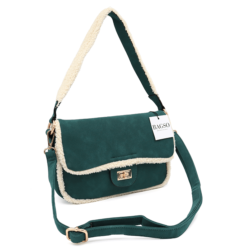 Válltáska 2 fogantyúval és plüss Mina - sötétzöld