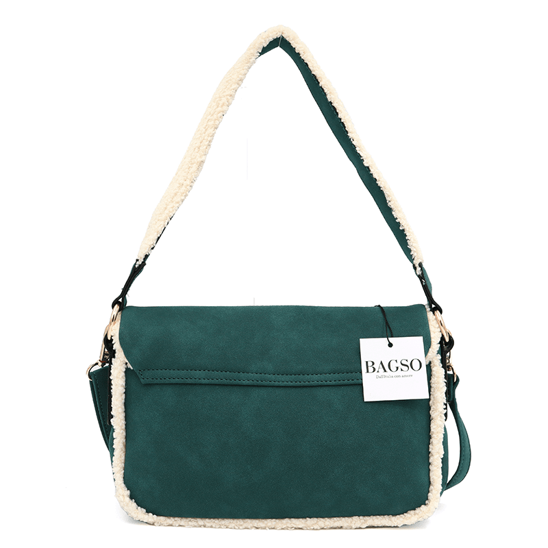 Válltáska 2 fogantyúval és plüss Mina - sötétzöld