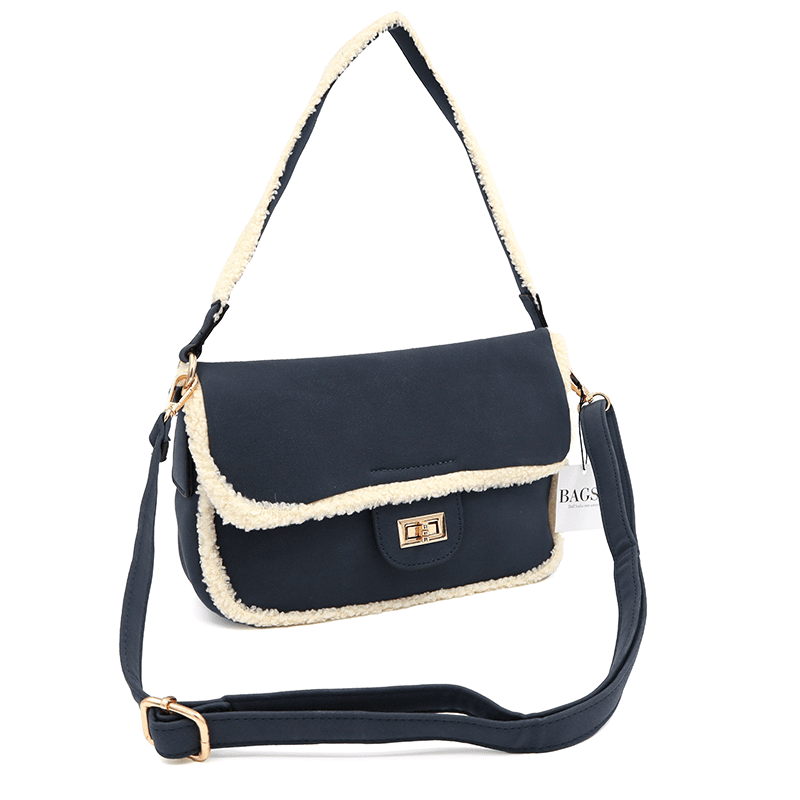 Válltáska 2 fogantyúval és plüss Mina - sötétkék