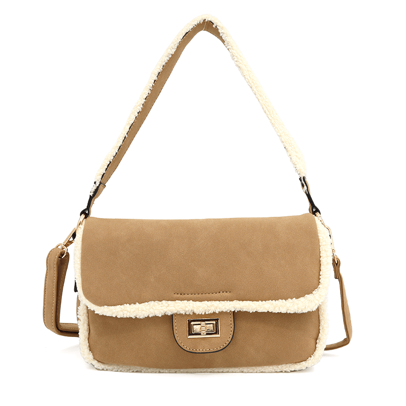 Válltáska 2 fogantyúval és Mina plüss - világosbarna