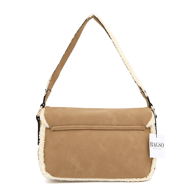 Válltáska 2 fogantyúval és Mina plüss - világosbarna