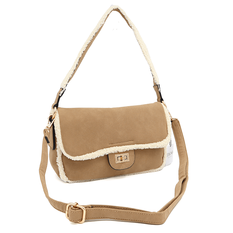 Válltáska 2 fogantyúval és Mina plüss - világosbarna