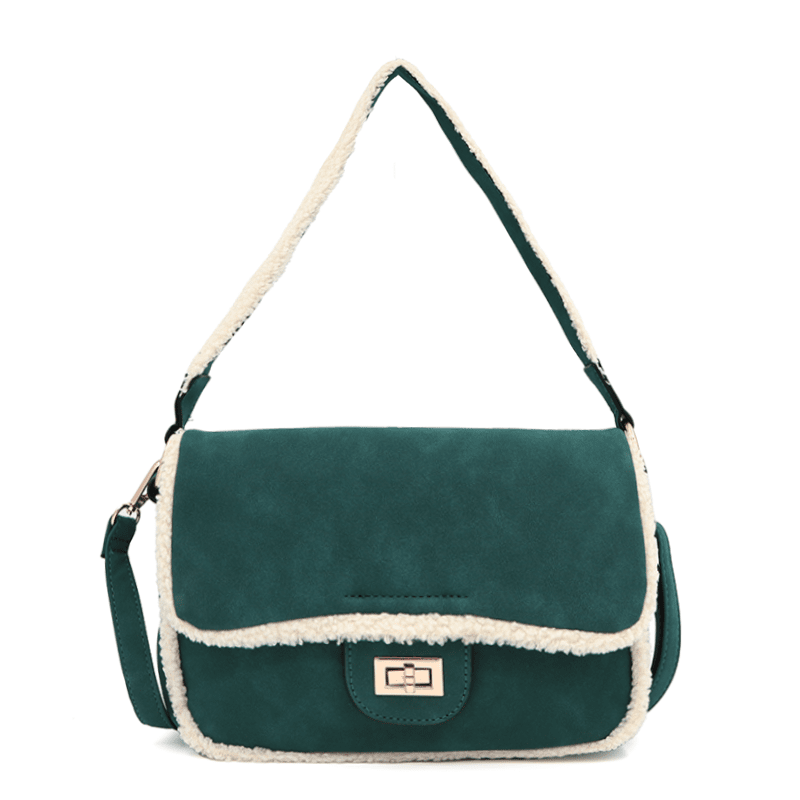 Válltáska 2 fogantyúval és plüss Mina - sötétzöld