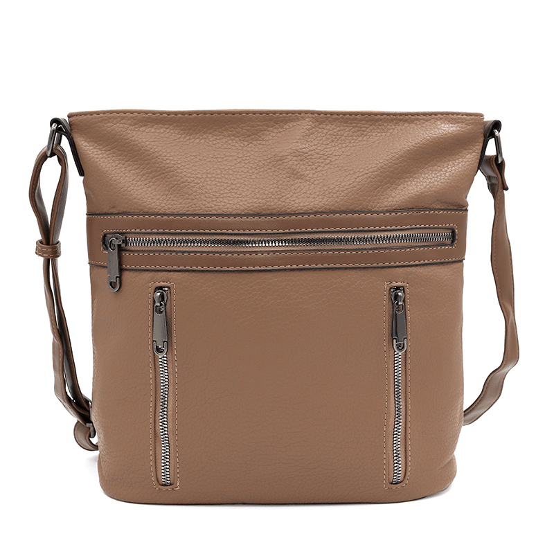 Válltáska sok zsebbel Anita - világosbarna