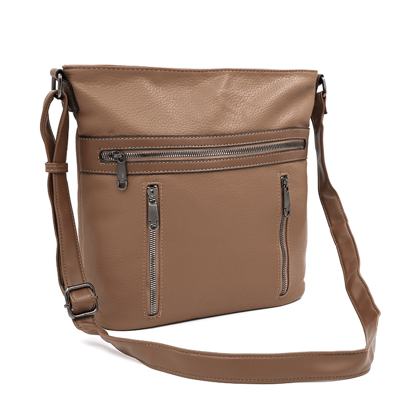 Válltáska sok zsebbel Anita - világosbarna