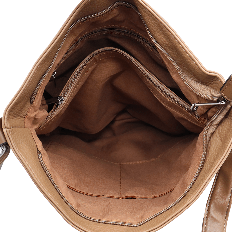 Válltáska sok zsebbel Anita - világosbarna