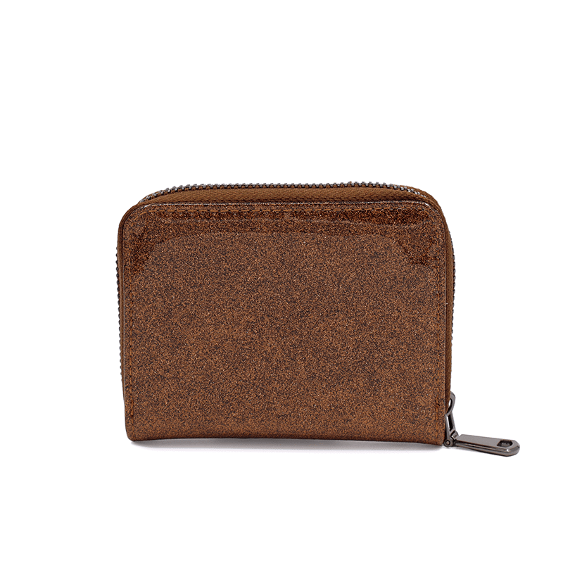 Kompakt lakkozott pénztárca - barna