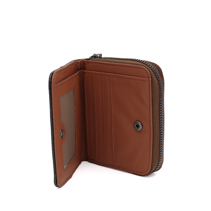 Kompakt lakkozott pénztárca - barna