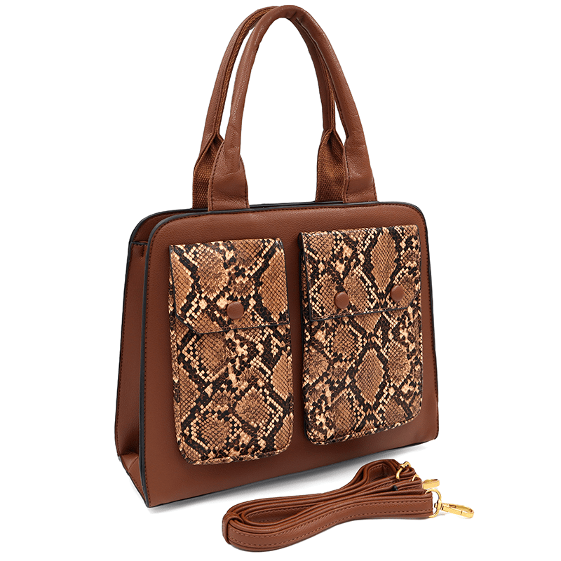 Női táska Sofi nyomtatással - cserépbarna