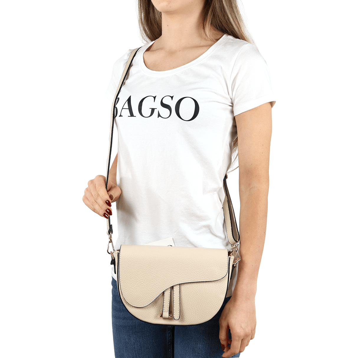 Válltáska természetes bőrből Amara - világosbarna