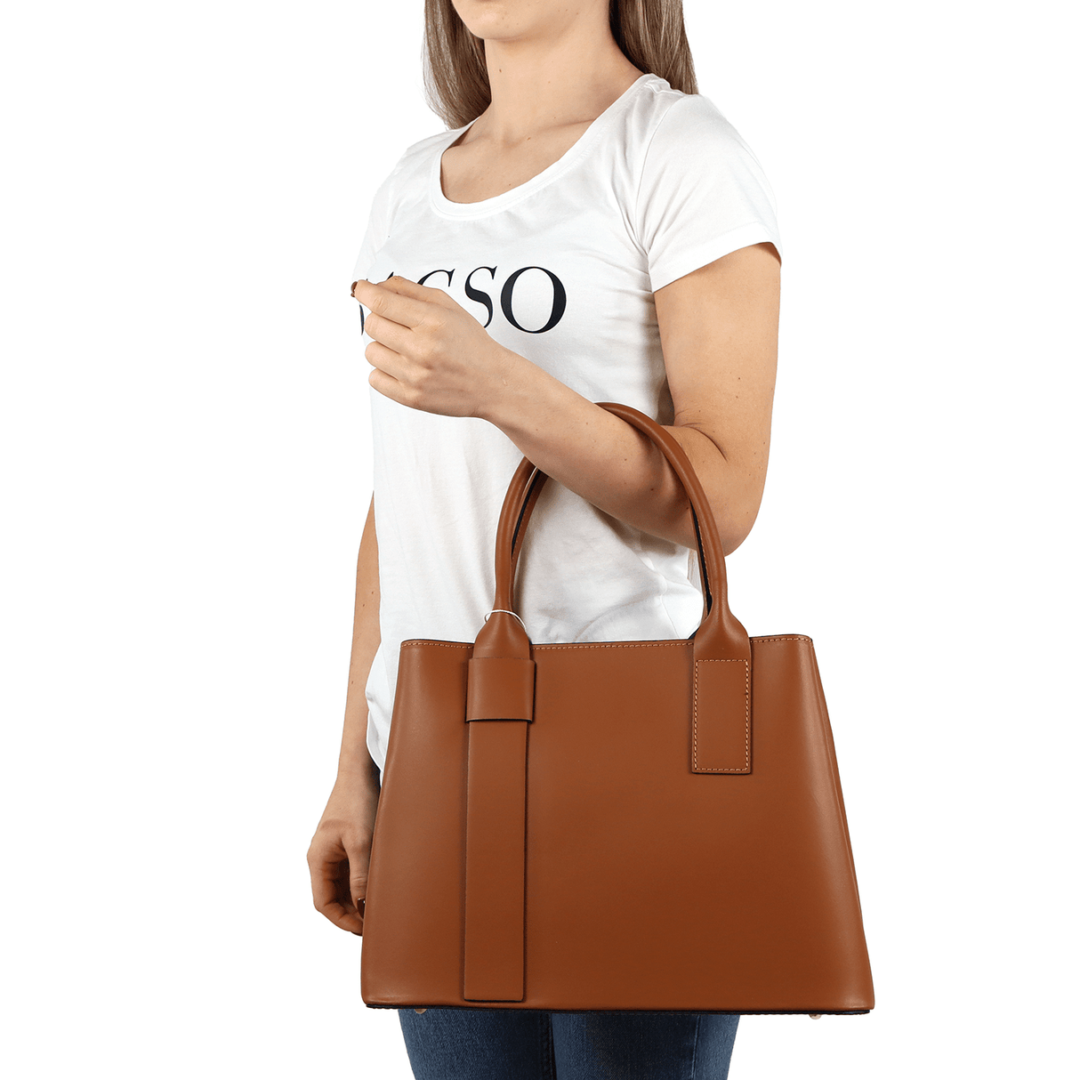 Női táska természetes bőrből Penelope - fehér