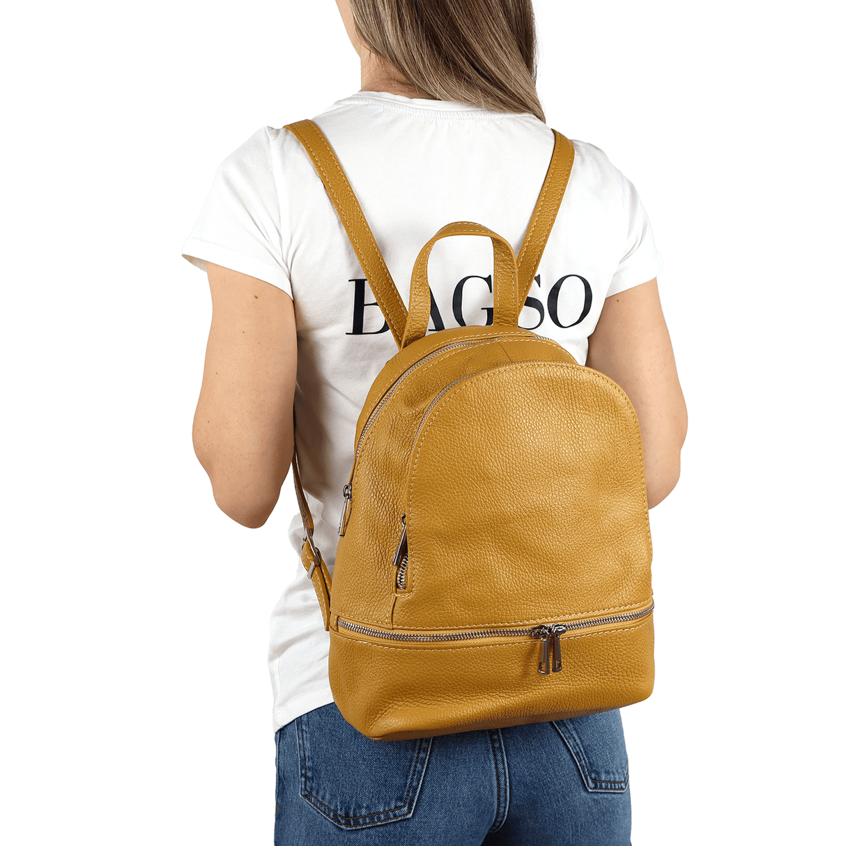 Női hátizsák természetes bőrből Linda - fehér