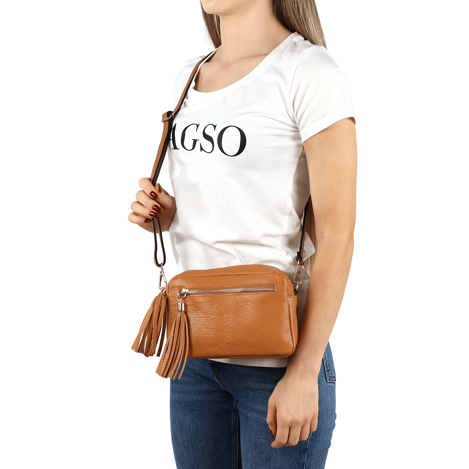 Természetes bőr válltáska - Flavia - cserépbarna