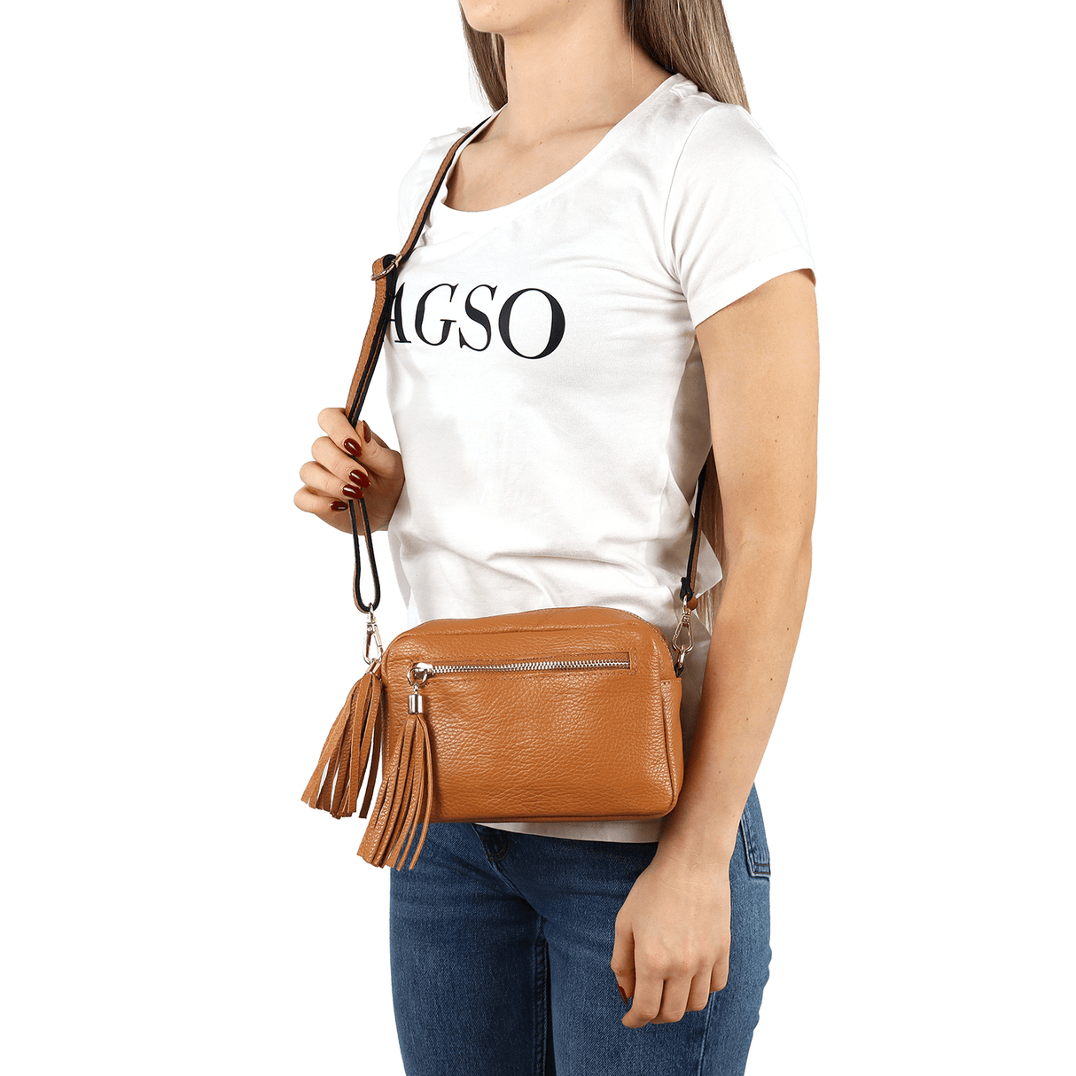 Természetes bőr válltáska - Flavia - cserépbarna