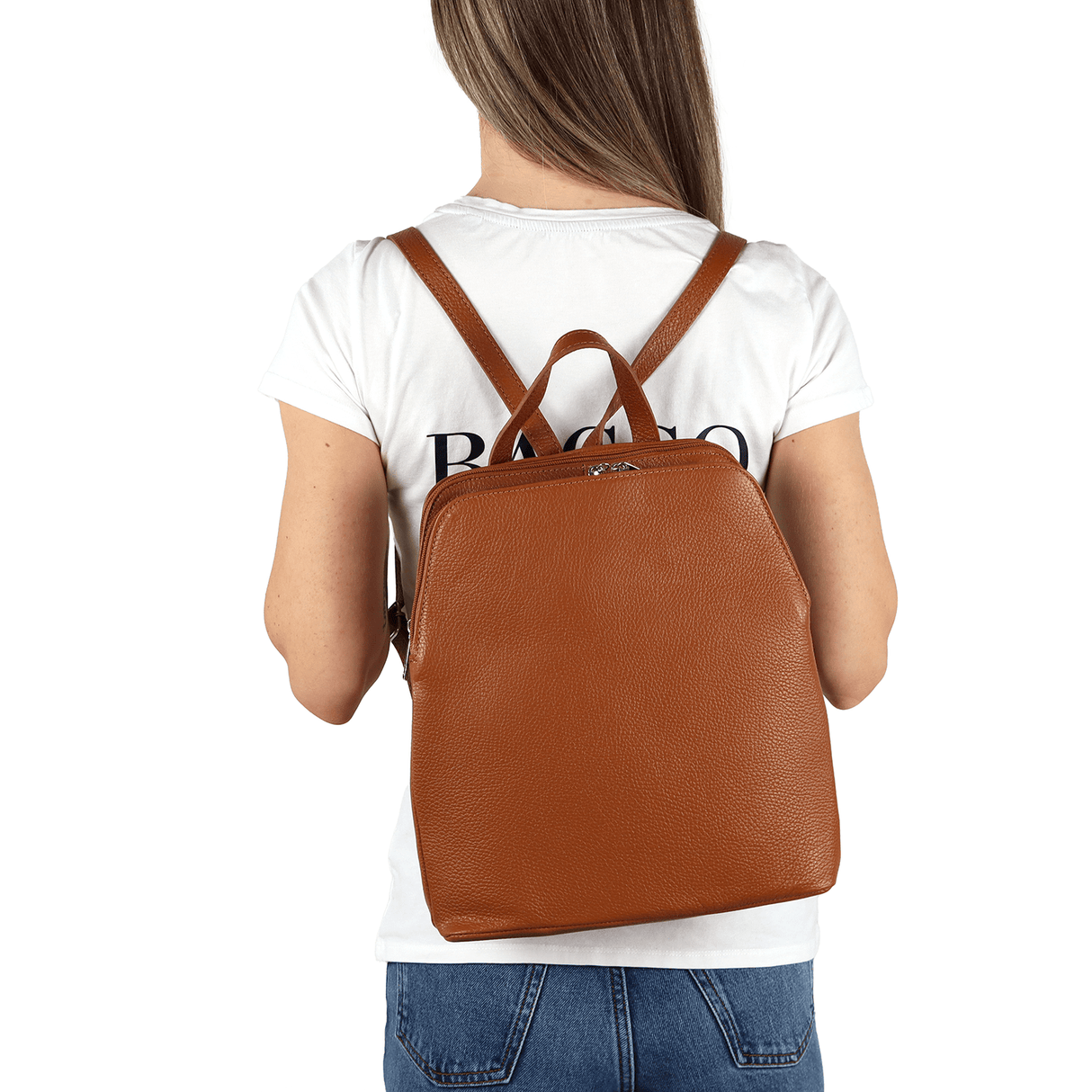 Női hátizsák természetes bőrből Terina - cserépbarna