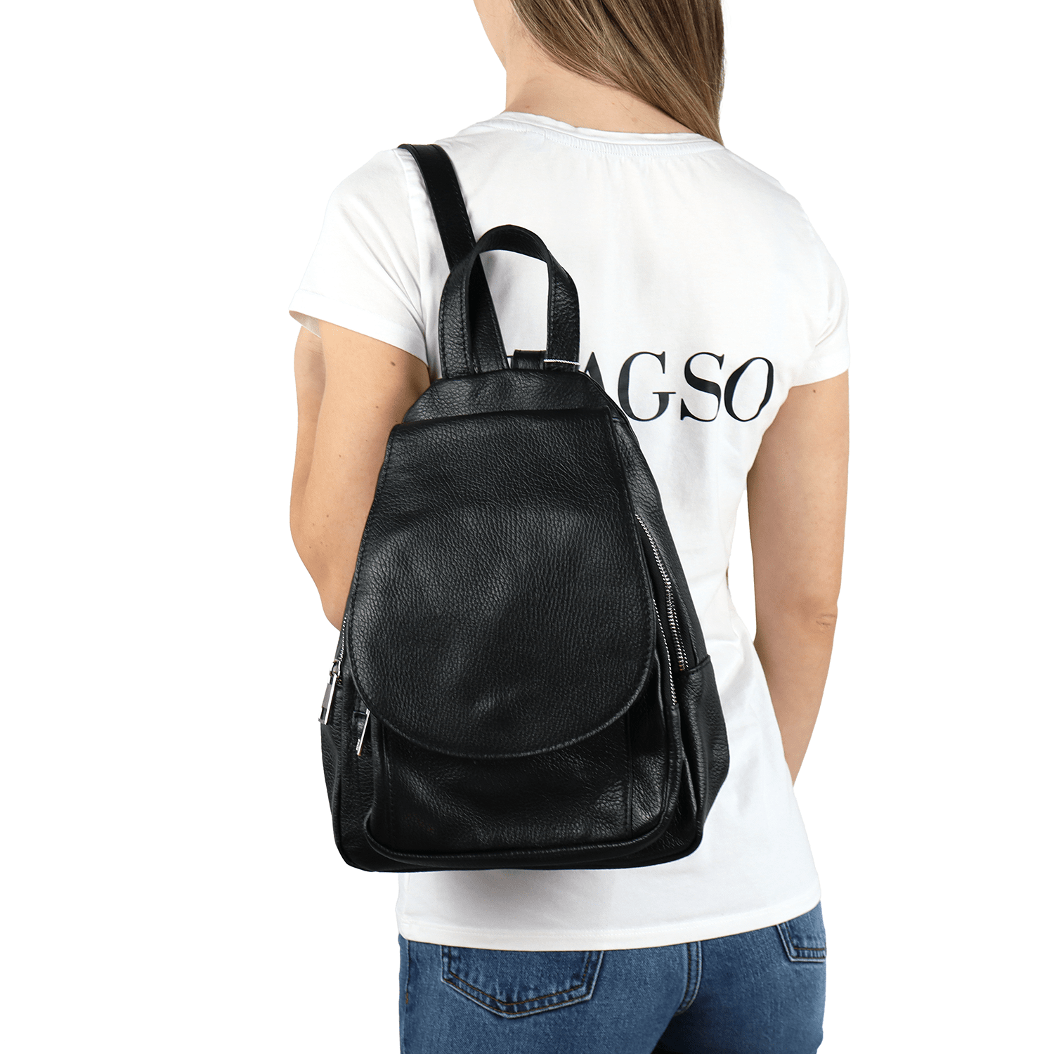 Női hátizsák természetes bőrből - cserépbarna