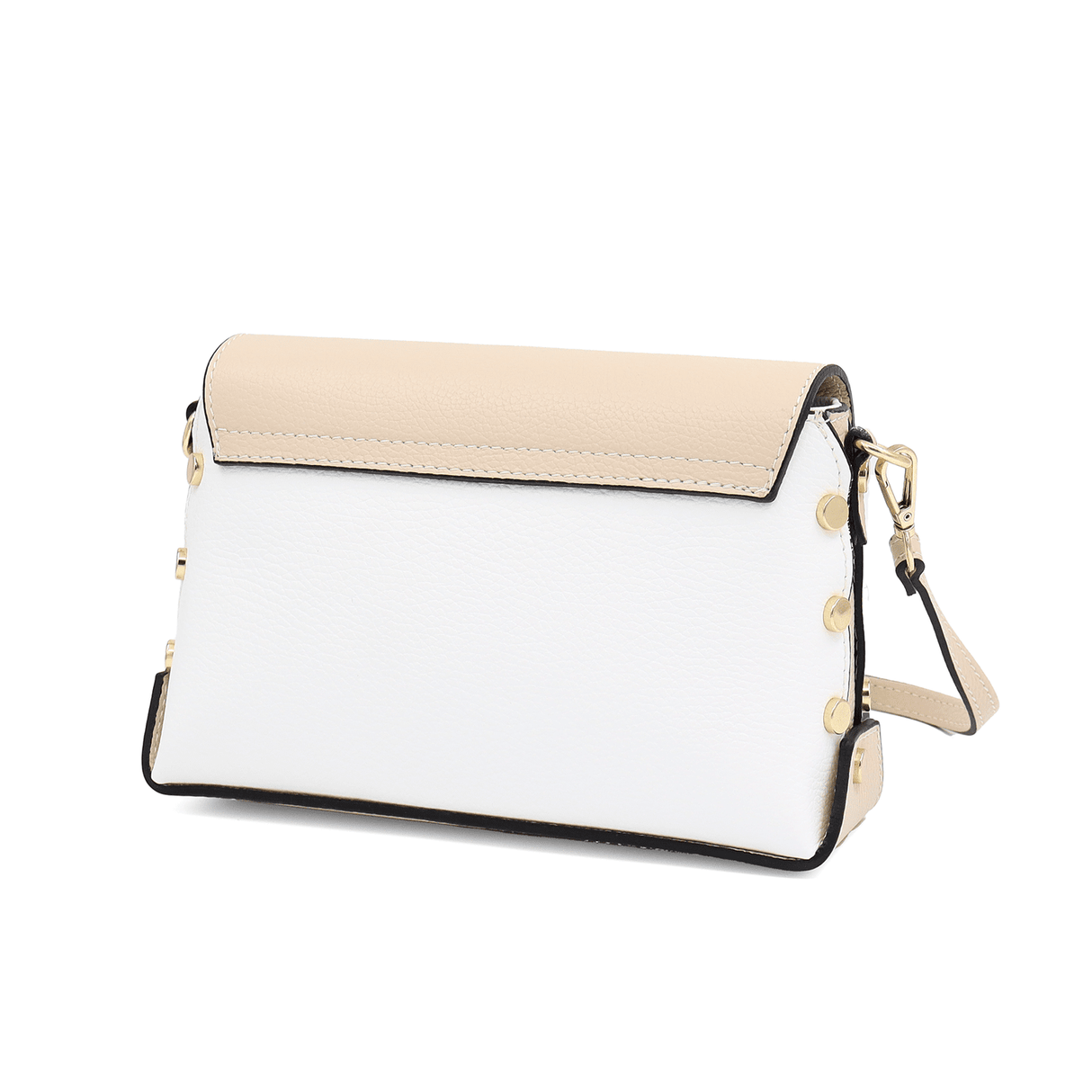 Antoanella természetes bőr női táska - bézs/fehér