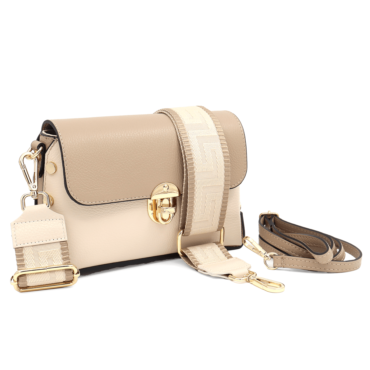 Antoanella női táska természetes bőrből - bézs/világosbarna