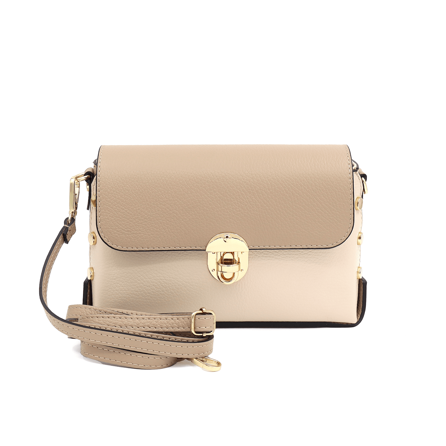 Antoanella női táska természetes bőrből - bézs/világosbarna