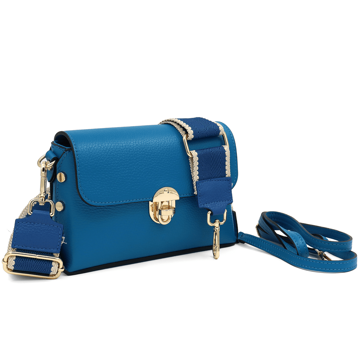 Antoanella női táska természetes bőrből - kék