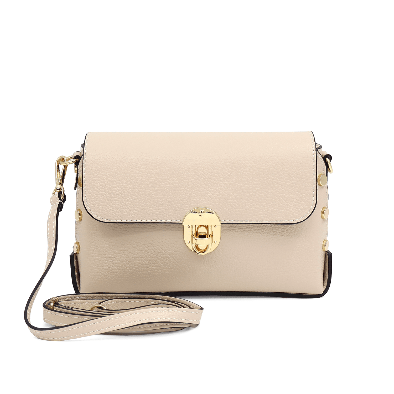 Antoanella természetes bőrből készült női táska - bézs