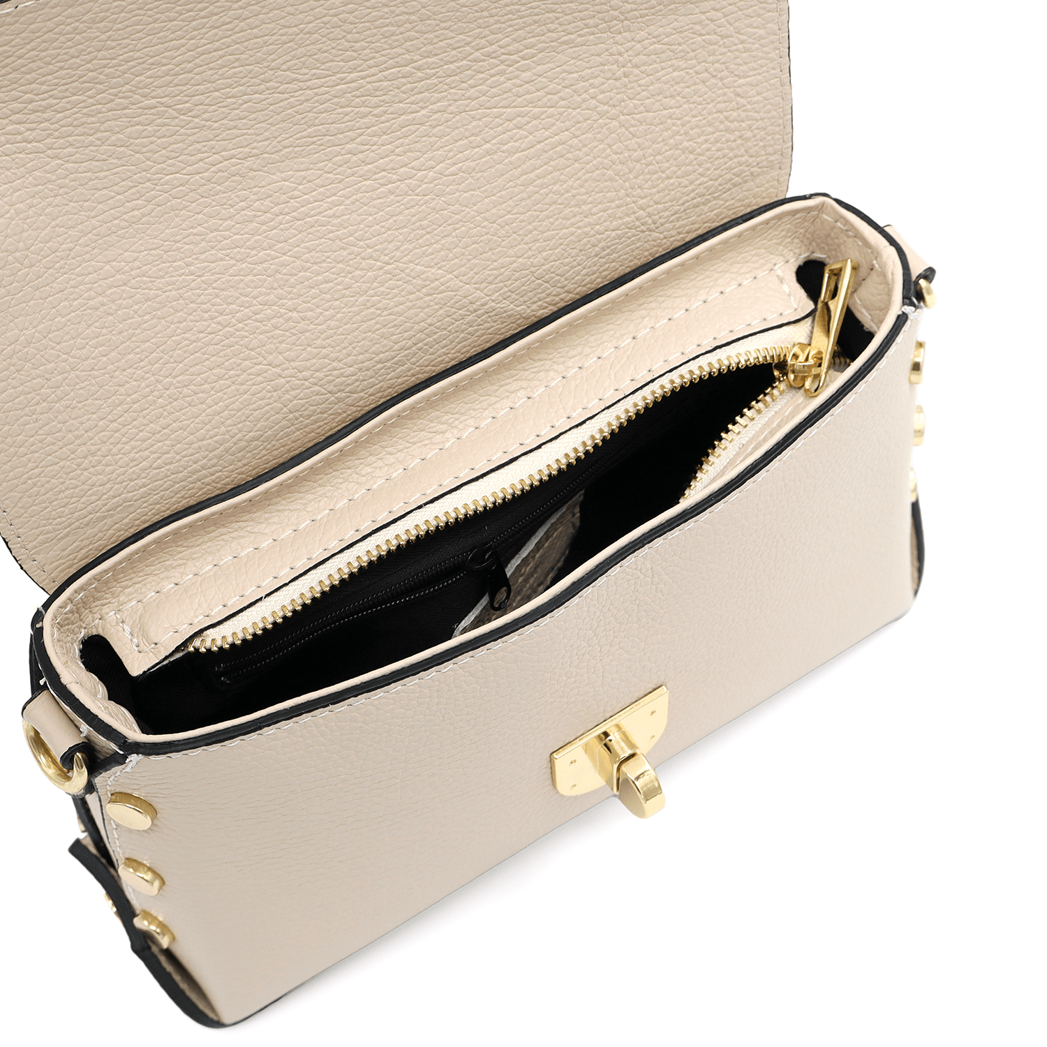 Antoanella természetes bőrből készült női táska - bézs