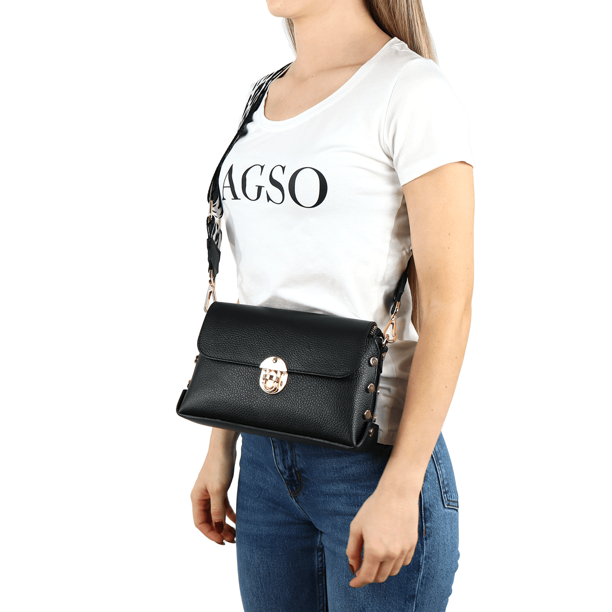 Antoanella női táska természetes bőrből - fekete