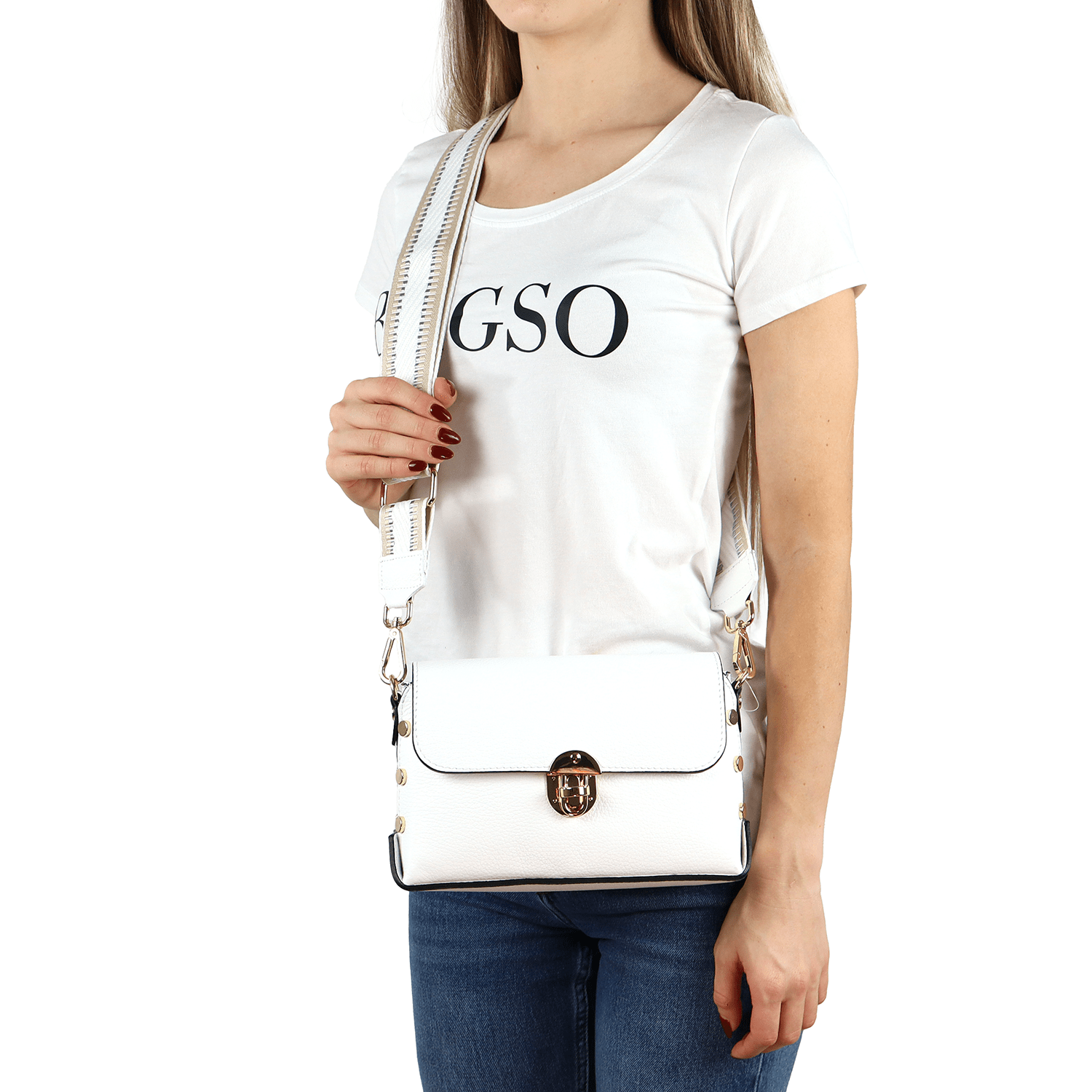 Antoanella természetes bőrből készült női táska - fehér