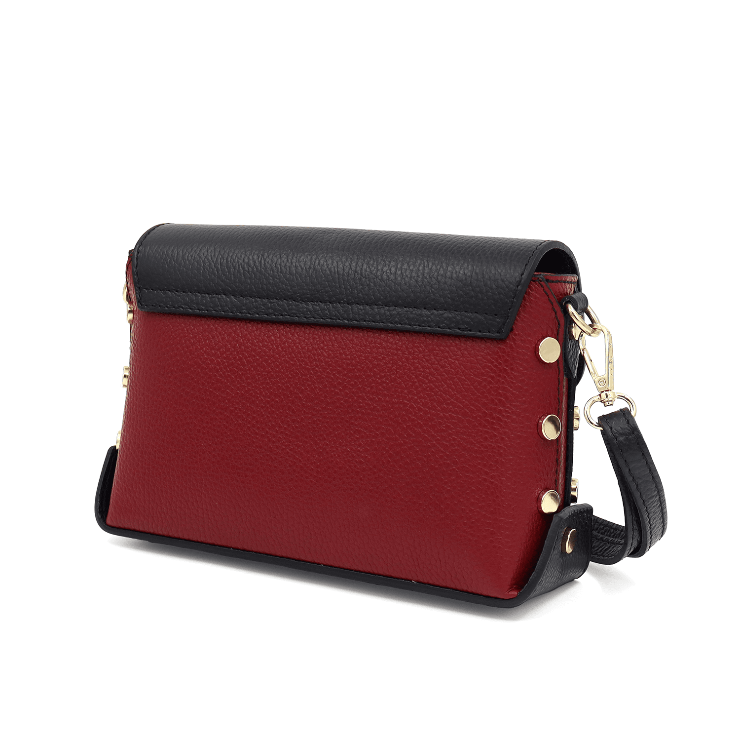 Antoanella természetes bőrből készült női táska - bordó/fekete