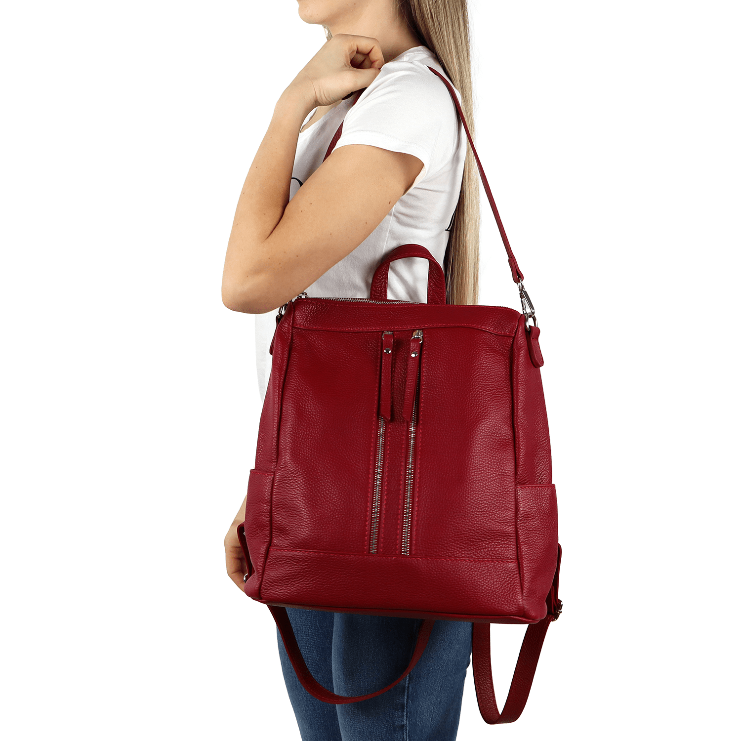 2 az 1-ben – Vittoria természetes bőr hátizsák és táska – sötét lila