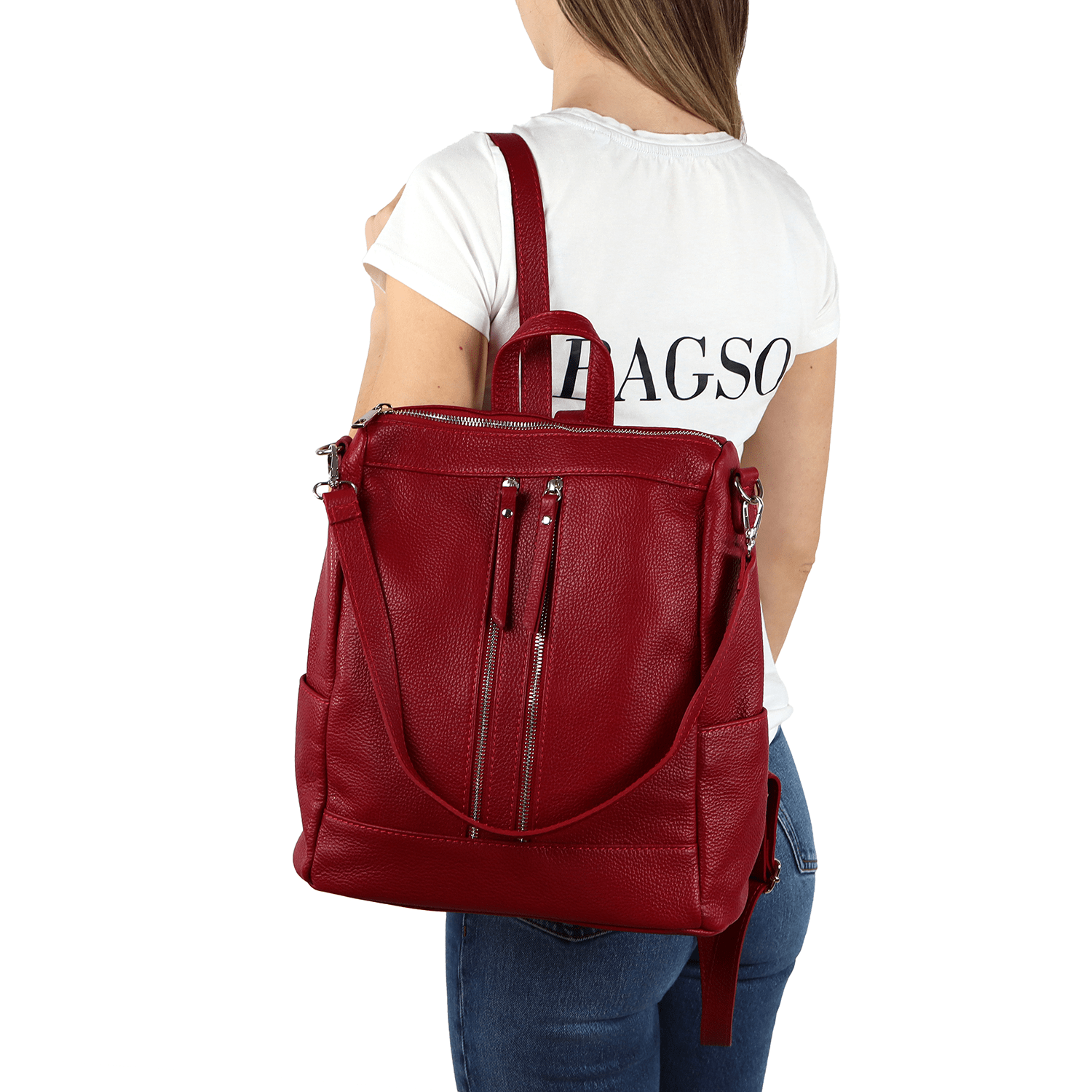 2 az 1-ben - Vittoria természetes bőr hátizsák és táska - lila