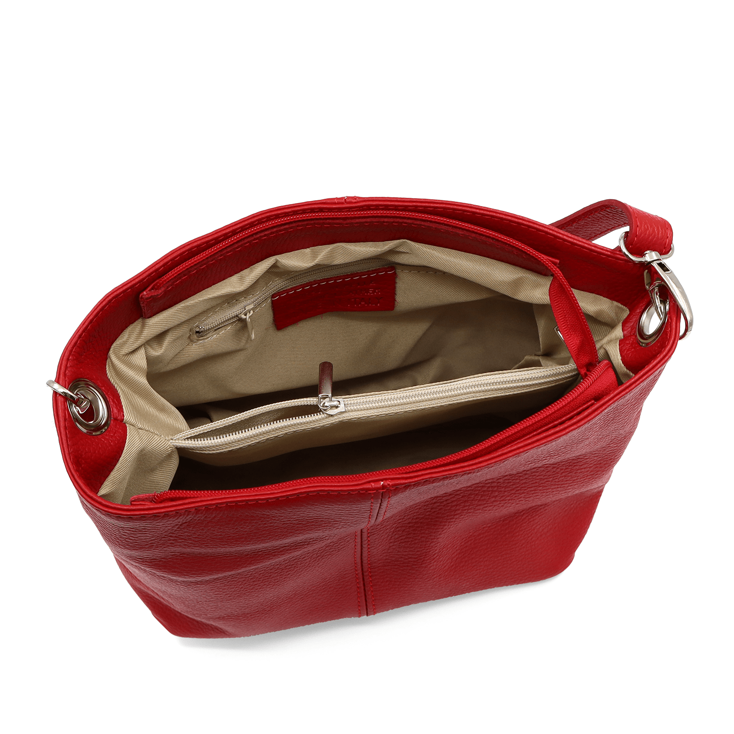 Női válltáska természetes bőrből - piros