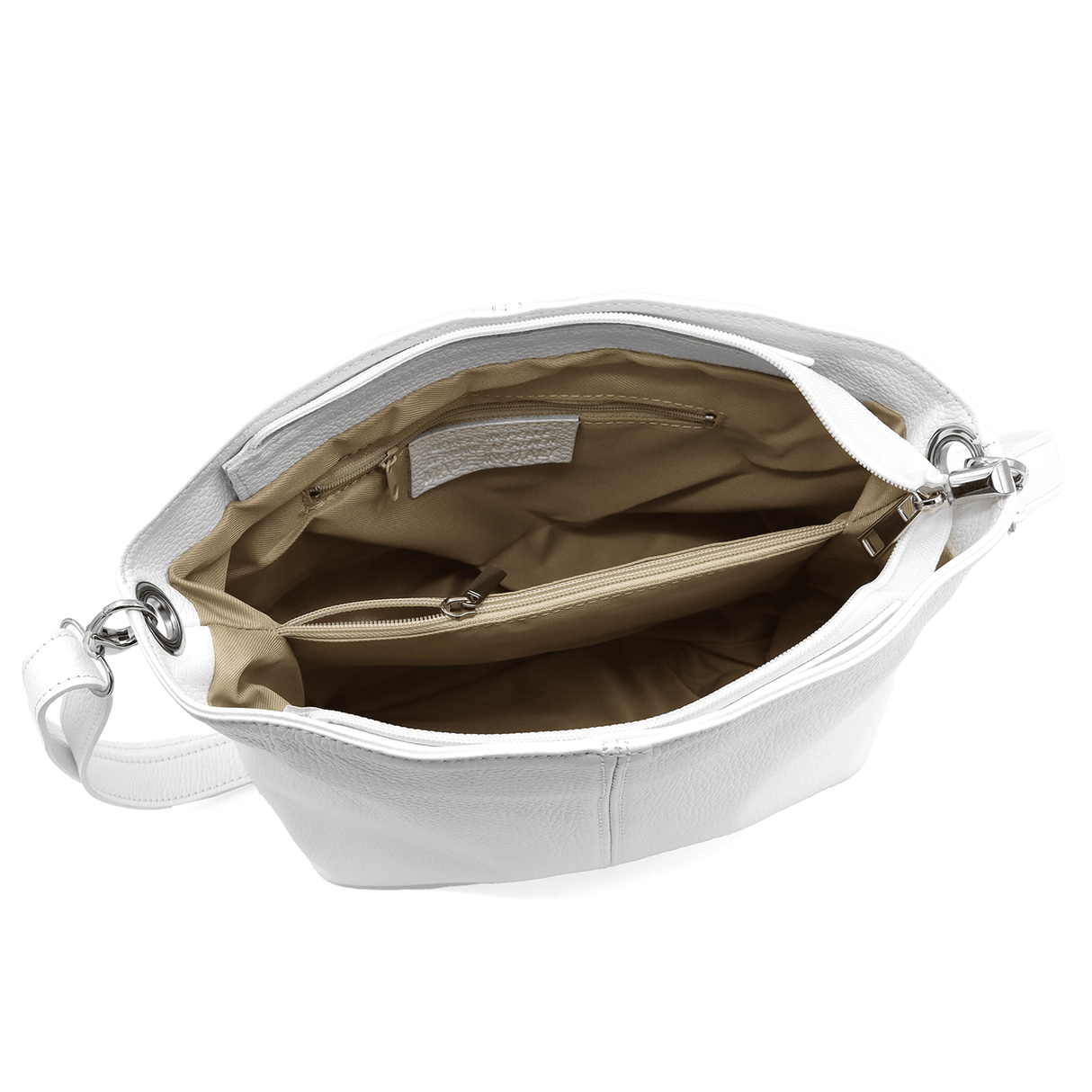 Női válltáska természetes bőrből - fehér