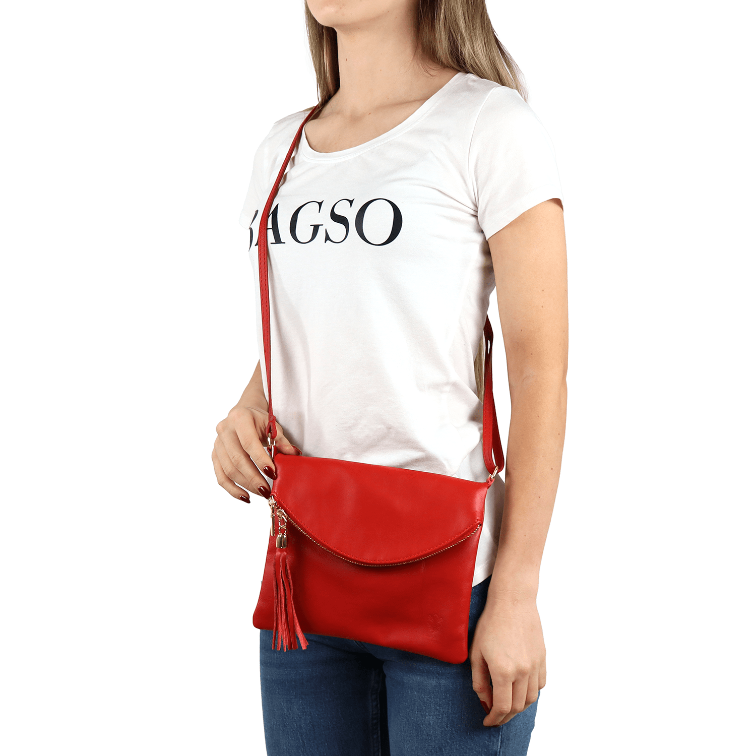 Természetes bőr válltáska - fekete