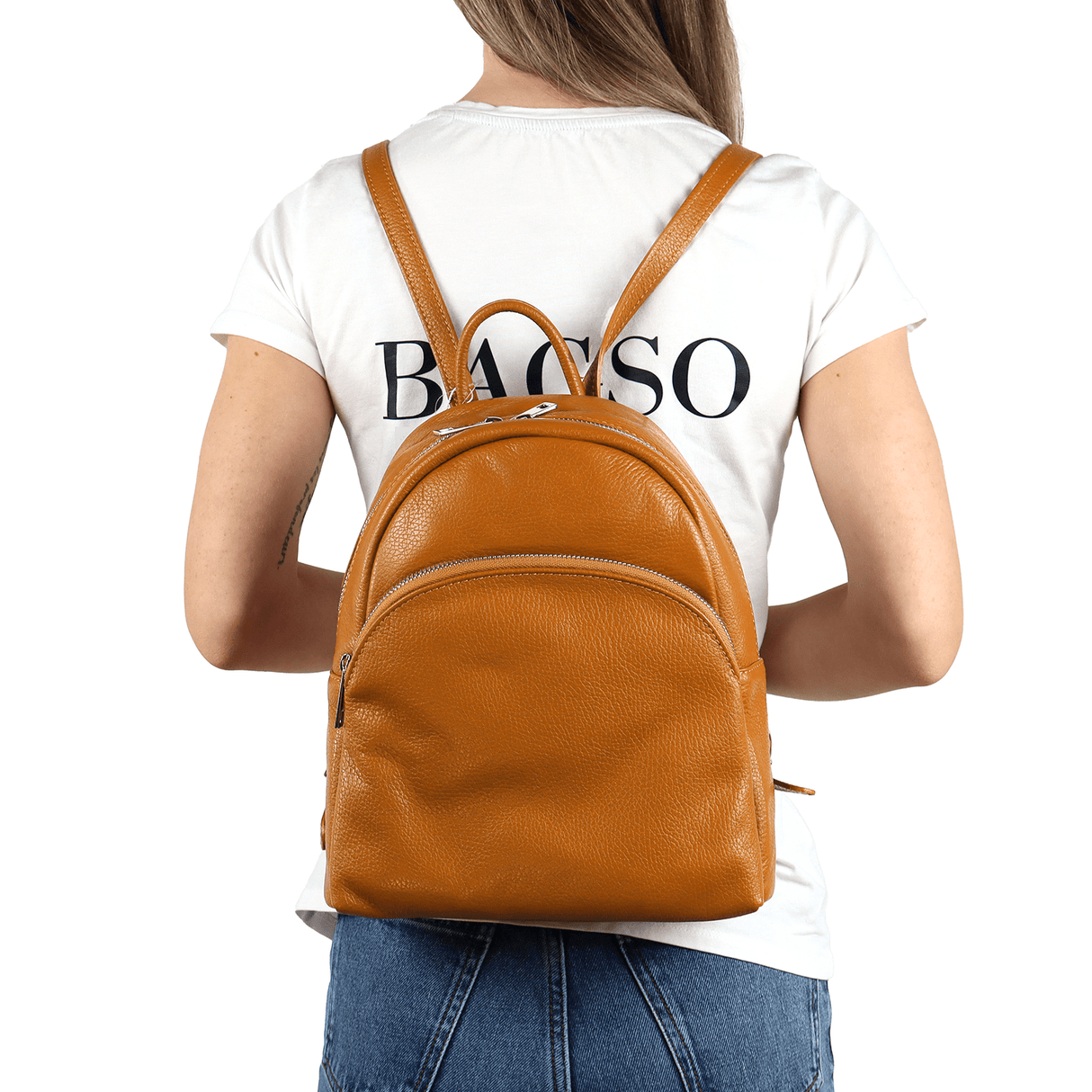 Neda természetes bőr hátizsák – fehér