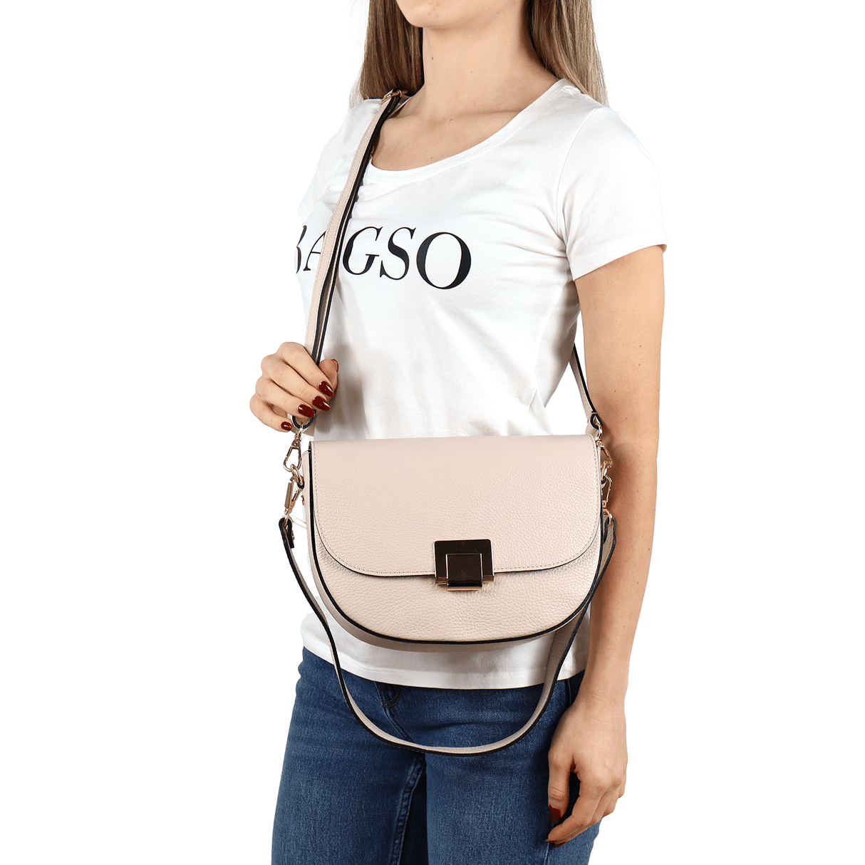 Válltáska 2 fogantyúval természetes bőrből Nola - zöld