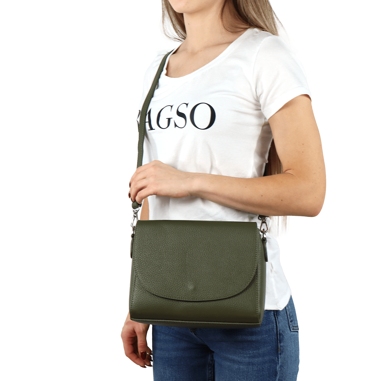 Válltáska természetes bőrből Milana - fekete