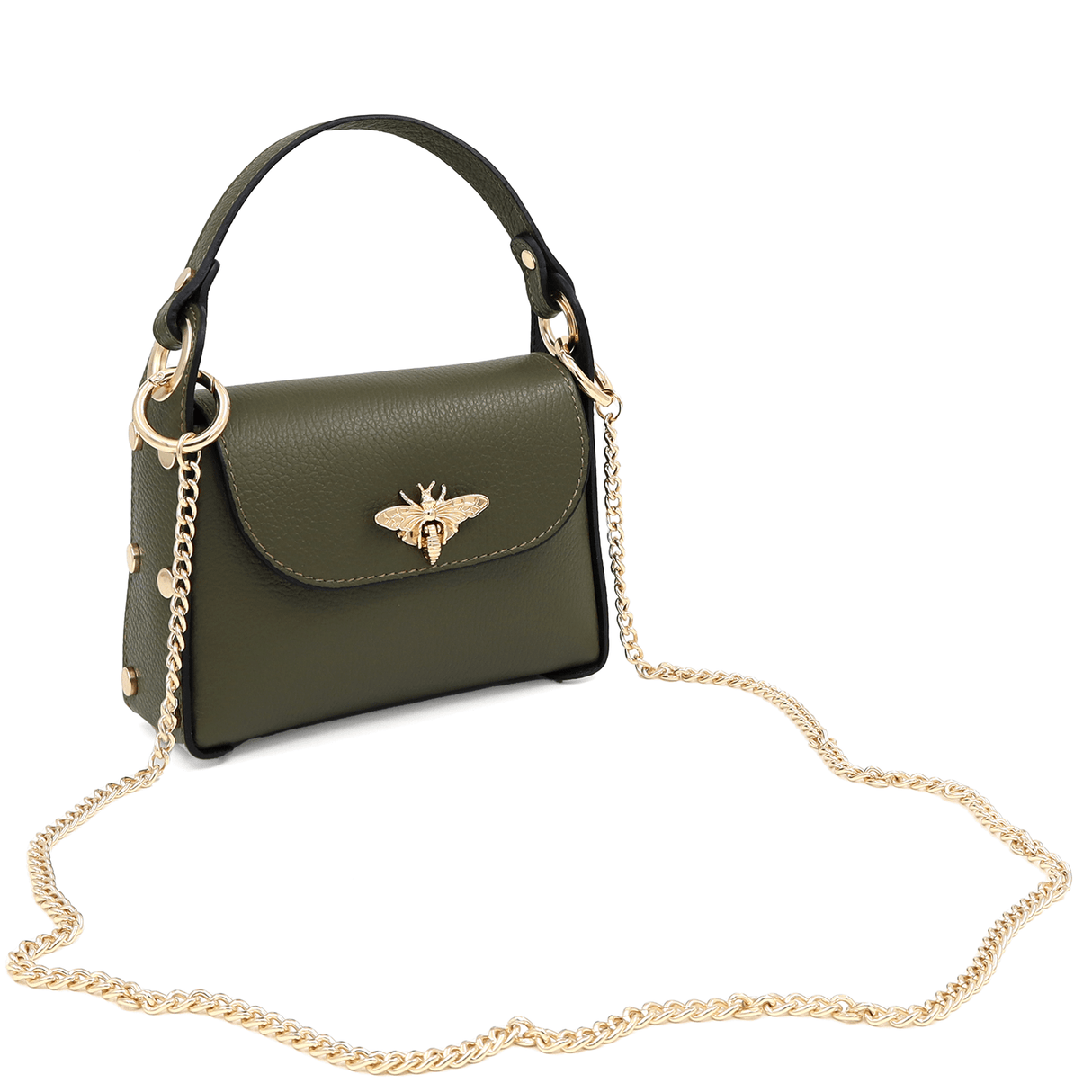 Női táska 2 fogantyúval természetes bőrből Alena  - sötétzöld