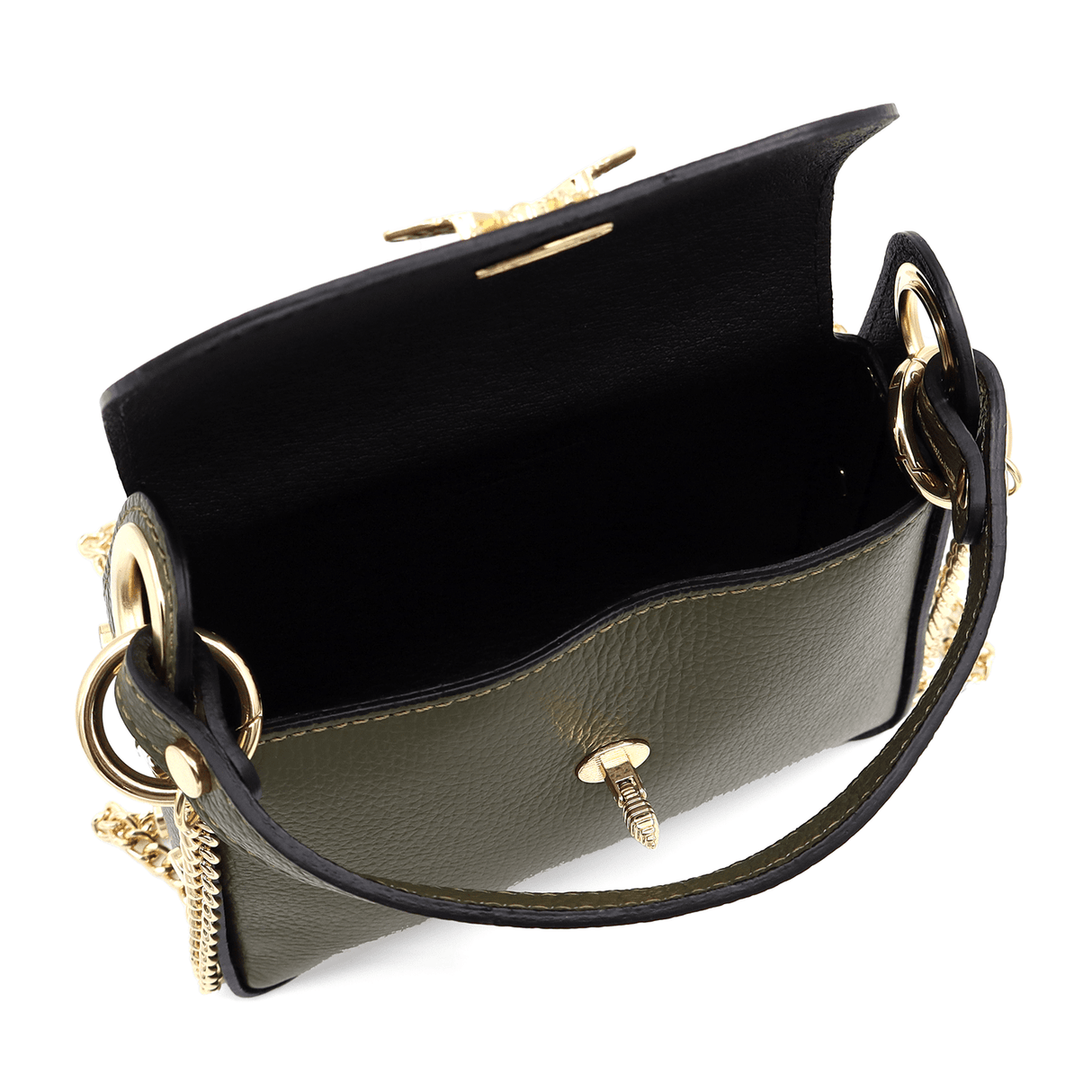 Női táska 2 fogantyúval természetes bőrből Alena  - sötétzöld