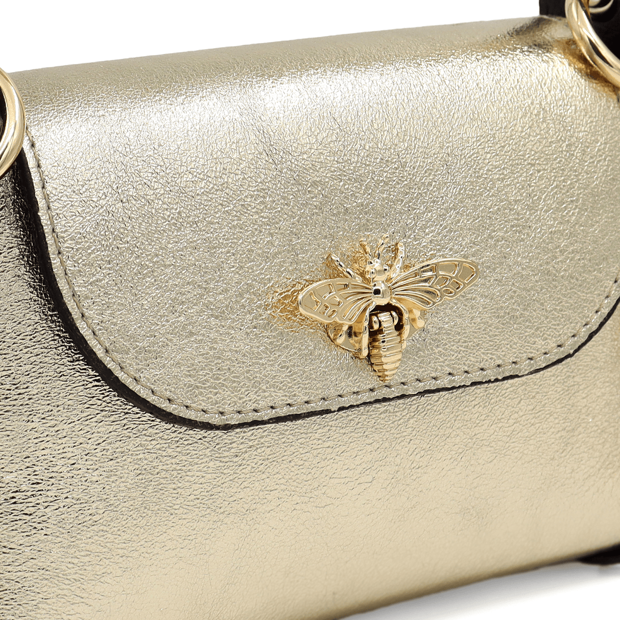 Női táska 2 fogantyúval természetes bőrből Alena - arany